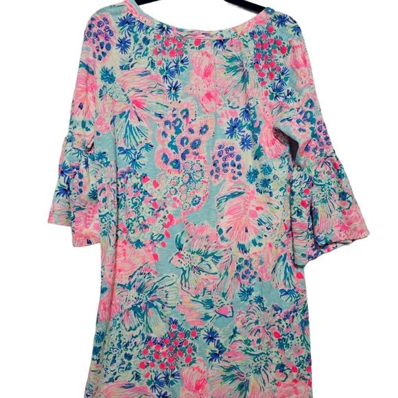 SOLD!!! LILLY PULITZER Del Lago Tunic Dress Cotton Blend Pink and Blue - Small - Picture 2 of 7